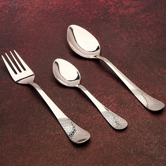 Parage 18 Pieces Stainless Steel Cutlery Set, Premium Cutlery for Home & Kitchen, Luxury Dining Tableware Gift for House Warming, Silver, Imperial (6 Pieces Each Table Spoons, Forks & Tea Spoons)