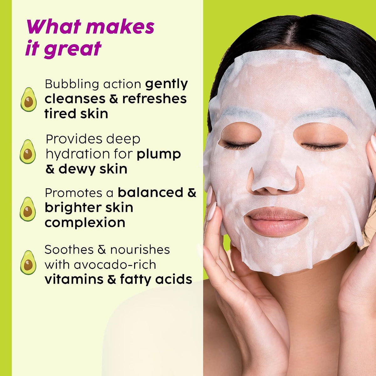 PLIX - THE PLANT FIX Avolicious Hydra Boost Bubble Sheet Mask | Deep Hydration & Skin Barrier Support | Ceramide Complex, Hyaluronic Acid & Avocado Extract | Refreshing Bubble Care