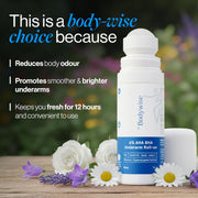 Be Bodywise 6% AHA BHA Underarm Roll-on Deodorant for Even Tone Skin,Reduces Body Odor & Pigmentation | 1% Mandelic, 4% Lactic, 1% Salicylic & Kojic Acid, Alcohol & Aluminum Free |Flora Fragrance,75ml