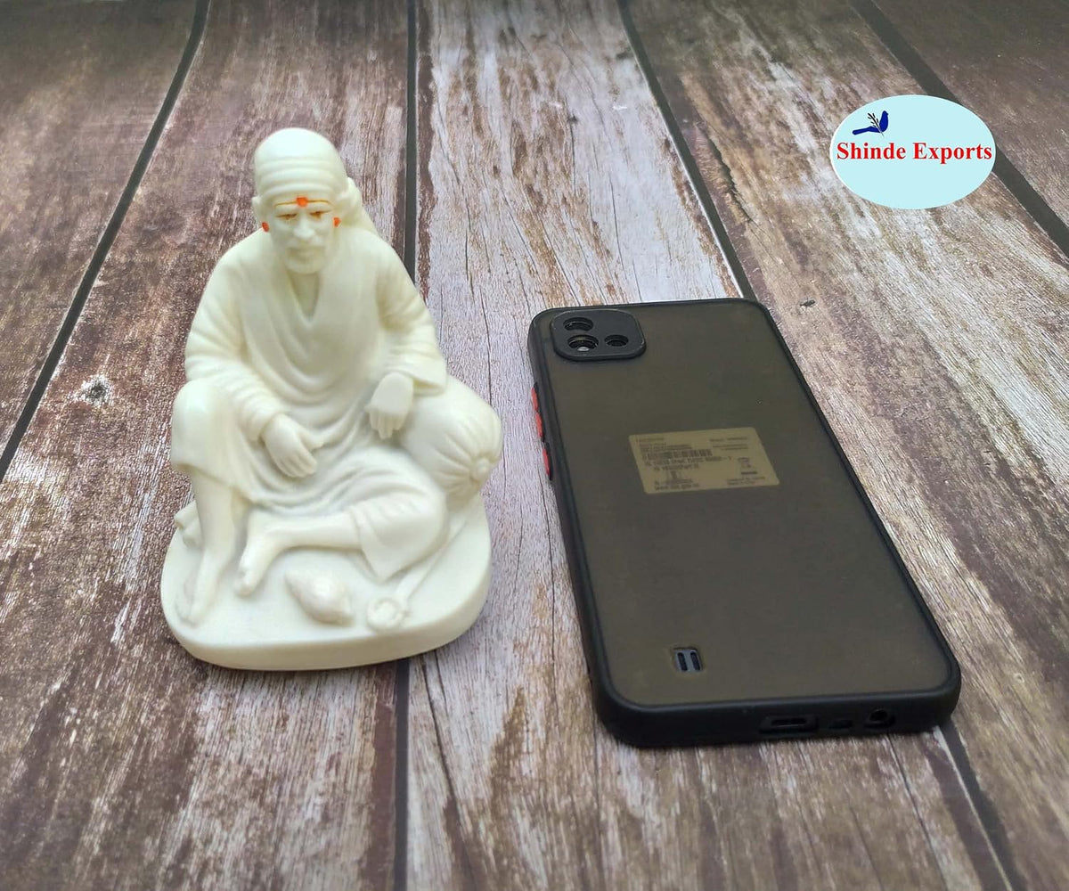 SHINDE EXPORTS shirdi saibaba Idol Marble/saibaba Idol for car Dashboard 11 cm