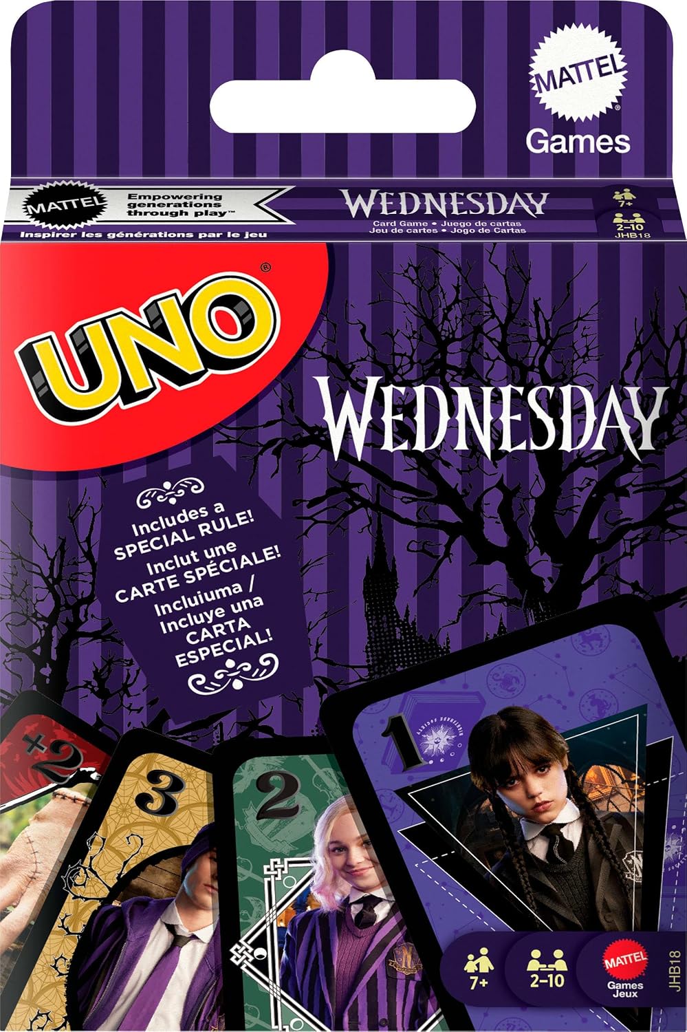Mattel Games UNO Wednesday Card Game, Ages 7+, 2-10 Players