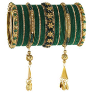 NMII Premium Bridal Velvet Chuda Set Beads & Zircon Stones Studded With Latkan Work For Women & Girls | Punjabi Wedding Chooda Bangles | Ethnic Festival Jewelry | Chuda's Gift - Set Of 82