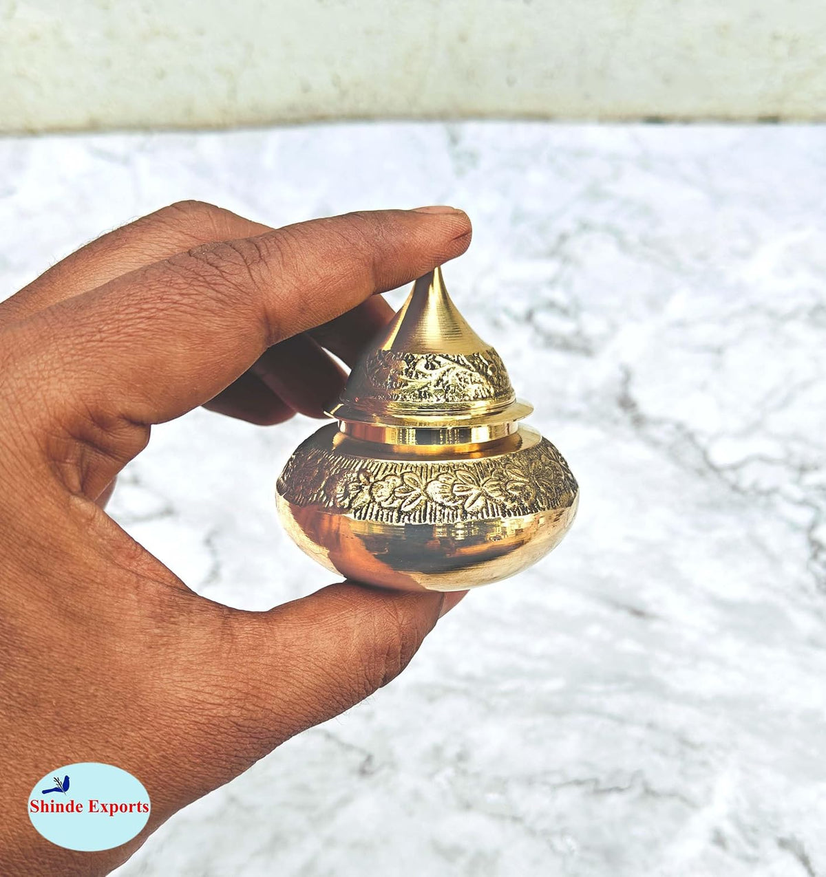 SHINDE EXPORTS brass sindur dani dibbi sindoor box dabbi for women (6CM)