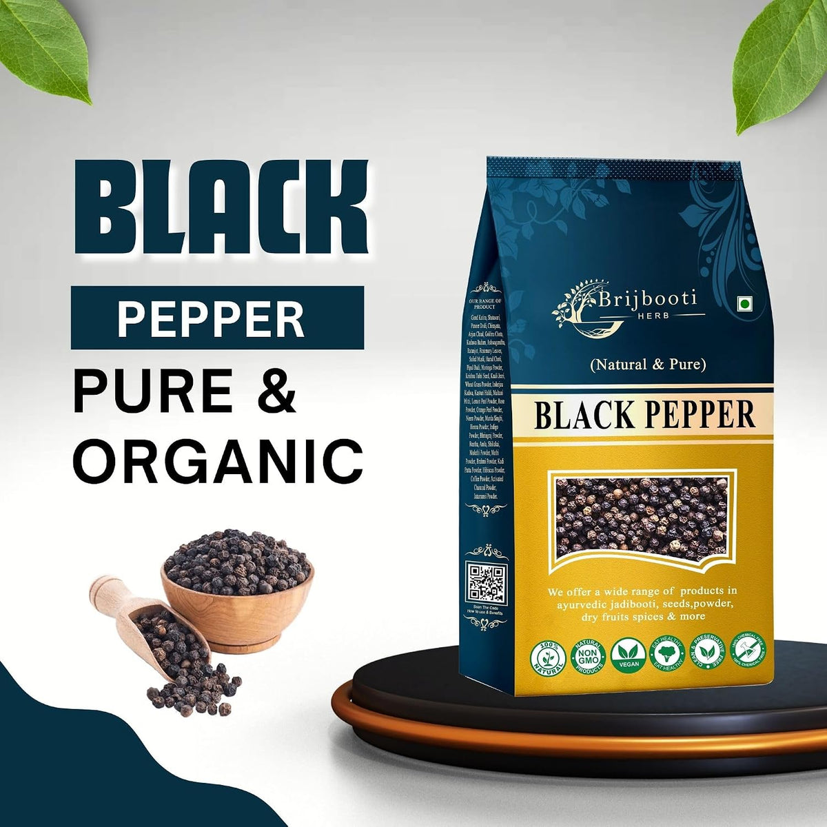 BrijBooti Black Pepper 400 Gm - Kali Mirch - Black Mirch Whole - Black Pepper Whole - Peppercorn - Kali Mirch Sabut