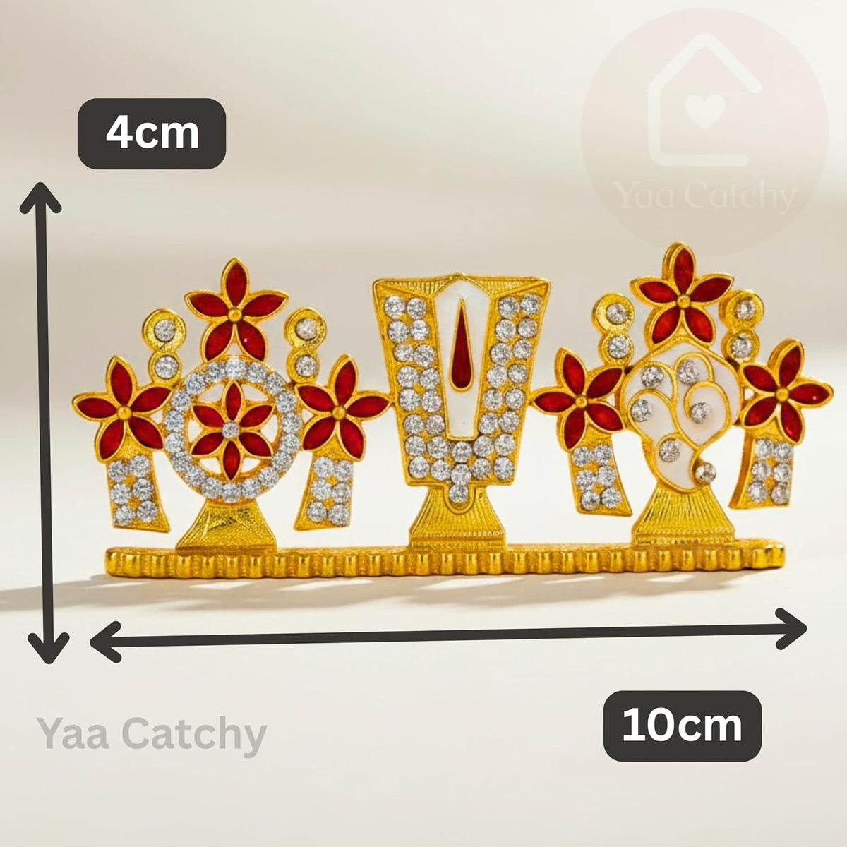 YaaNatural Yaa Catchy Lord Balaji Double-Sided Idol for Car Dashboard & Home Decor Gold Finish Venkateswara Face Statue | Spiritual Gift, Pooja & Office Idol (Double Side Shanku Chakra Namam)