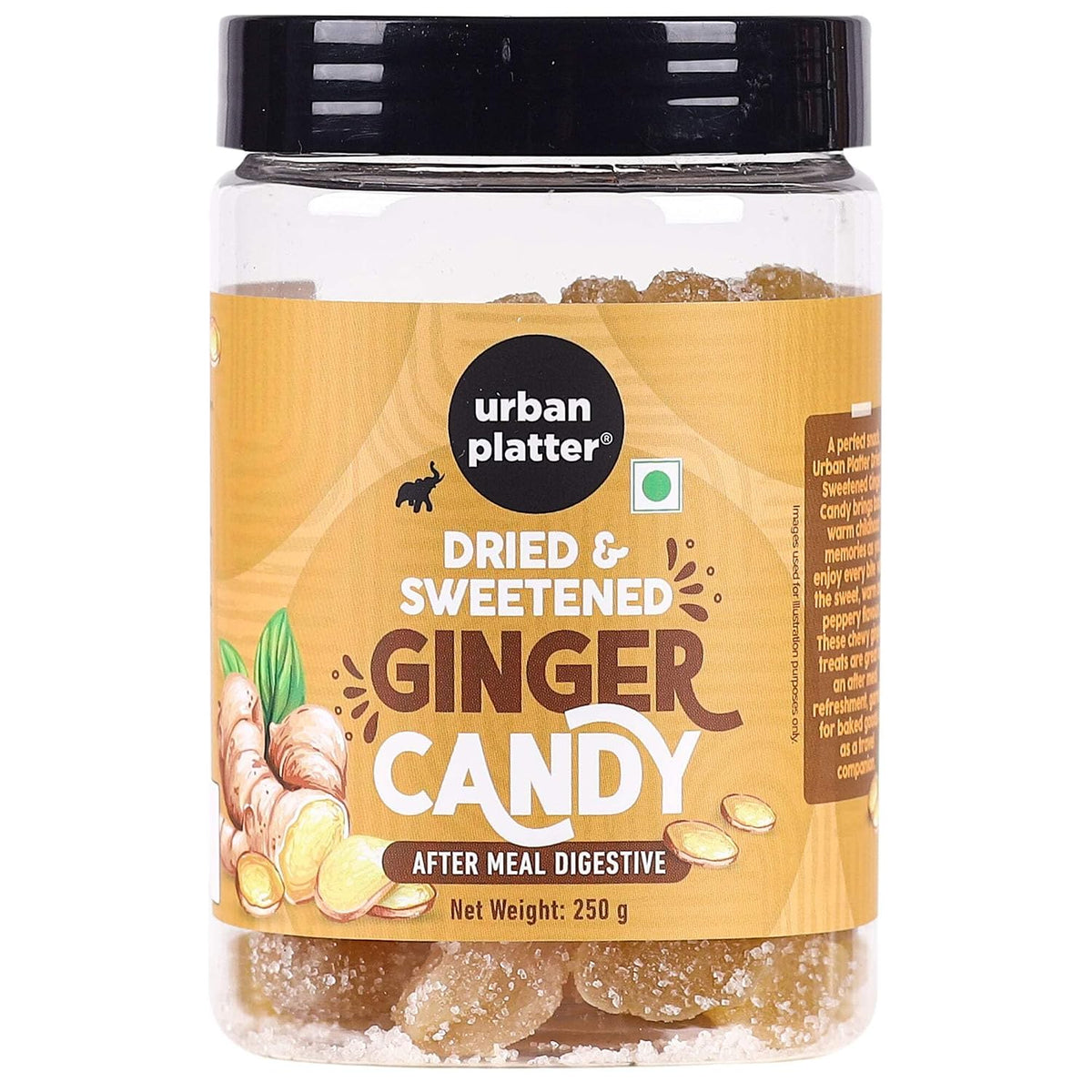 Urban Platter Dried Ginger Candy, 250g (Digestive | Travel-friendly | Helps prevent Nausea)