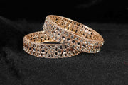 NMII Gold Plated Metal Kada Bangles Set For Women & Girls with American Diamond Stone | Stone Work Stylish Bangles Set | Traditional Bangles For Wedding, Party, Ocassion Fashion Jewellery- Set of 2