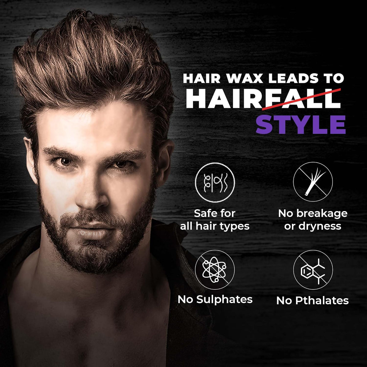 Beardo Xxtra Stronghold Hair Wax, 50 gm | Crystal Hair Wax for Men | Hair Wax Men | Hair Styling Wax for Glossy Finish & Shine | Extra Strong Hold Wax