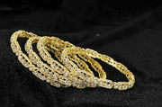 NMII Gold Plated Metal American Diamond Bangles Set For Women & Girls | Premium Traditional Design Kada Set For Women | Kada Bangles For Women | Wedding Fashion Jewellery- Set of 4