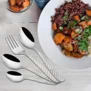 Parage 25 Pieces Decora Premium Stainless Steel Cutlery Set For Home & Kitchen (Contains: 6 Table Spoons, 6 Forks, 6 Master Spoons, 6 Soup Spoons, 1 SS Stand) Spoon Set, Dining Tableware Fancy- Silver