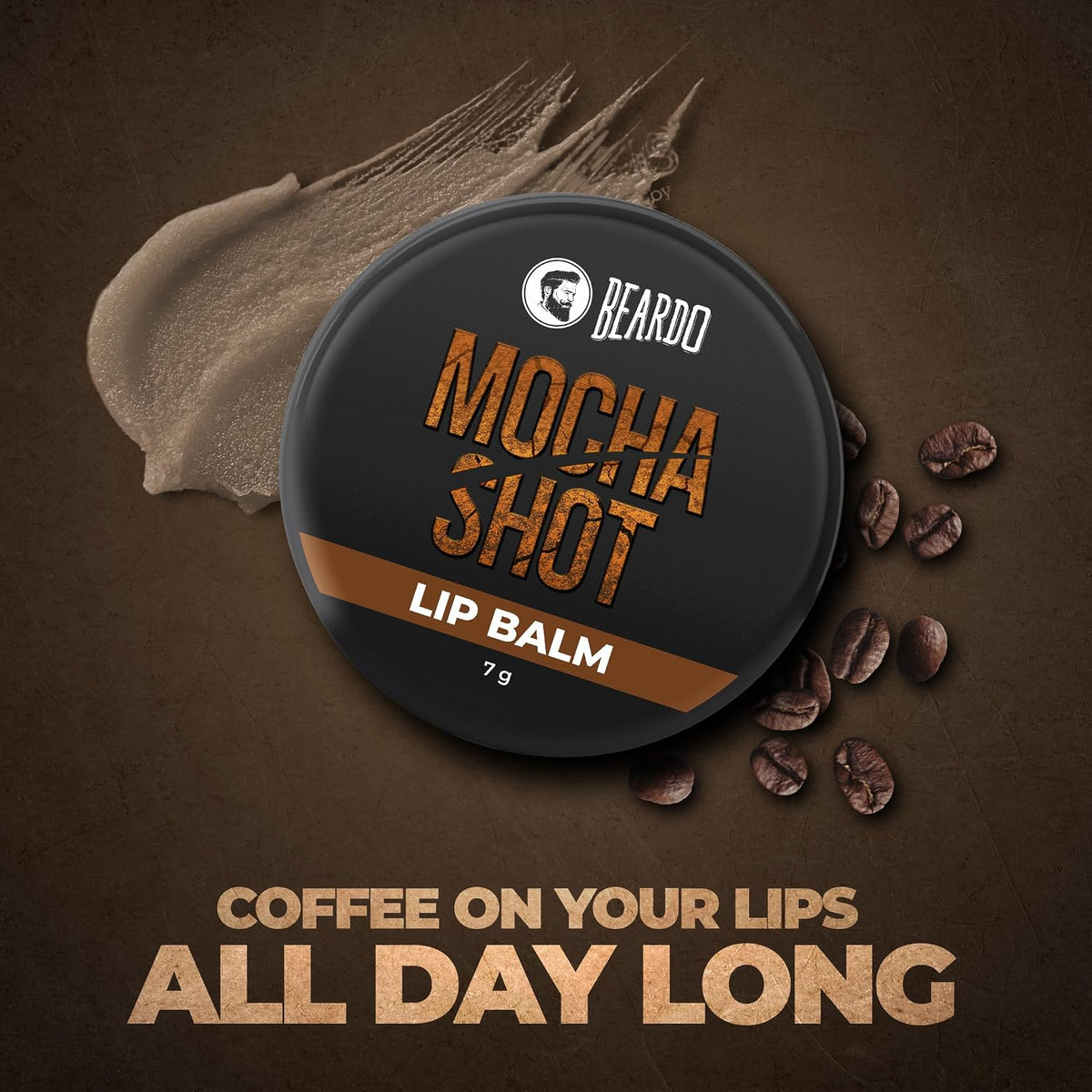 BEARDO Mocha Shot Lip Balm | Non Tinted Lip Balm For Men | For Soft Kissable Lips | Lip Care For Dry, Chapped & Cracked Lips | 7G, Brown