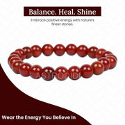 Astrodidi Natural Certified Carnelian Stone Bracelet | Powerful Healing Crystal Gemstone for Motivation, Energy & Sacral Chakra Activation, Boost Self-Confidence | Reiki Feng-Shui Bracelet for Men and Women