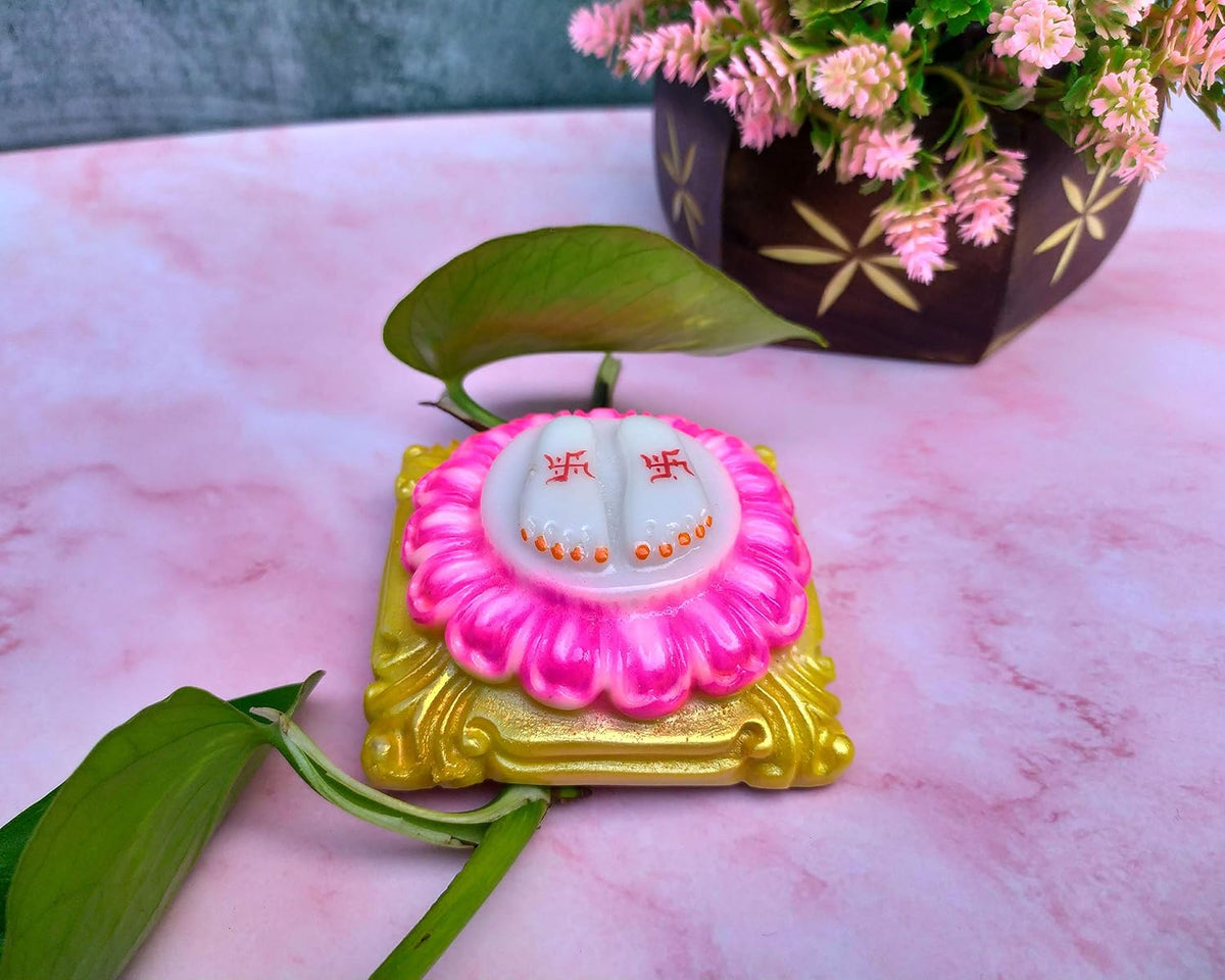 SHINDE EXPORTS Marble charan paduka for god puja (Design 10)