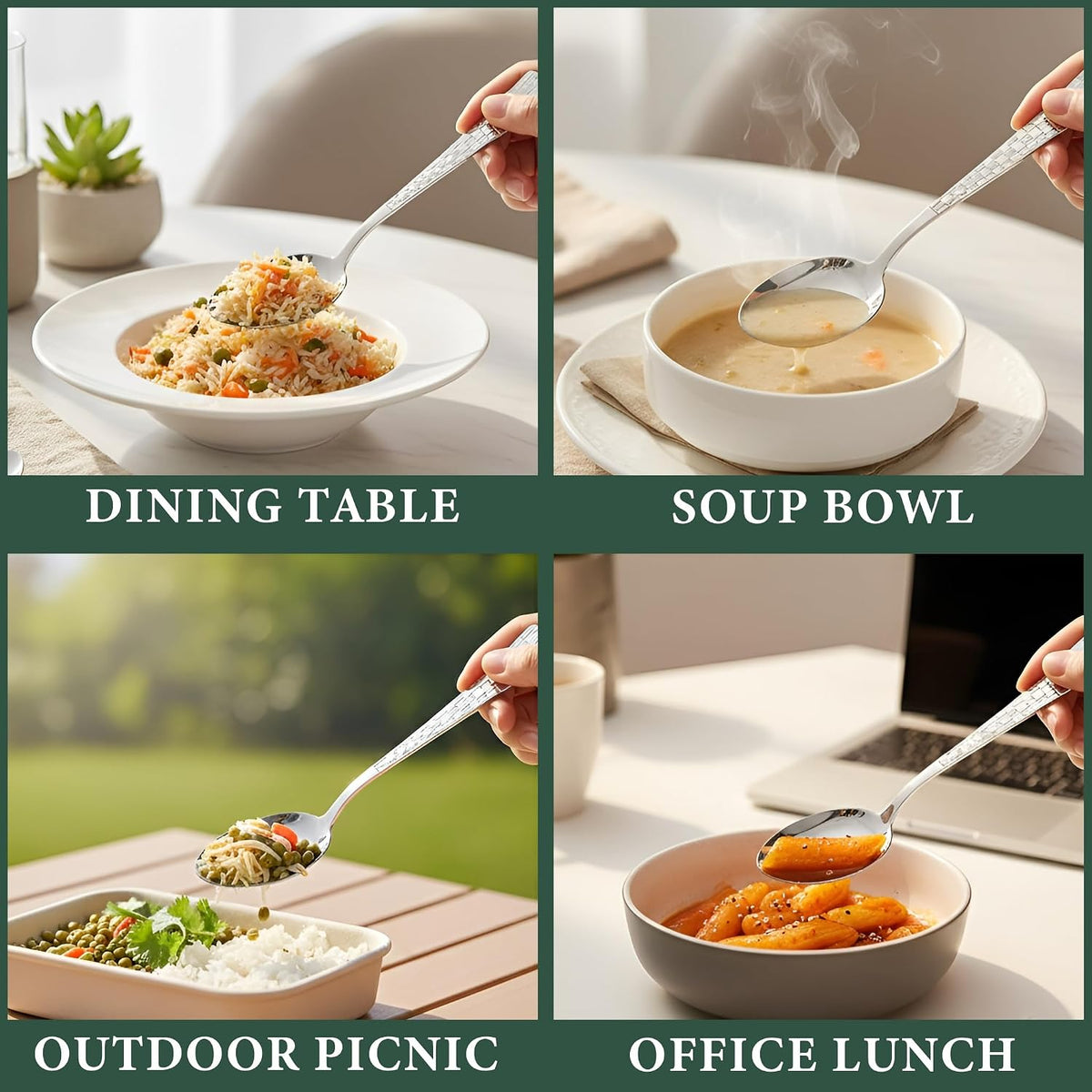 Parage 12 Pieces Stainless Steel Spoon Set for Home & Kitchen,15.5 cm Long, Tea, Coffee, Sugar & Spices, Small Spoons, Dining Tableware, Silver (Dilare)