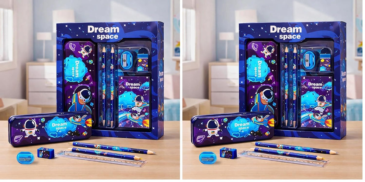 Toy Imagine Space Theme Stationery Set for Kids | 12-Piece Stationary Kit for Boys & Girls Age 3-15 Years - Return Gifts -School Supplies & Learning Gift for Kids (Pack of 2)