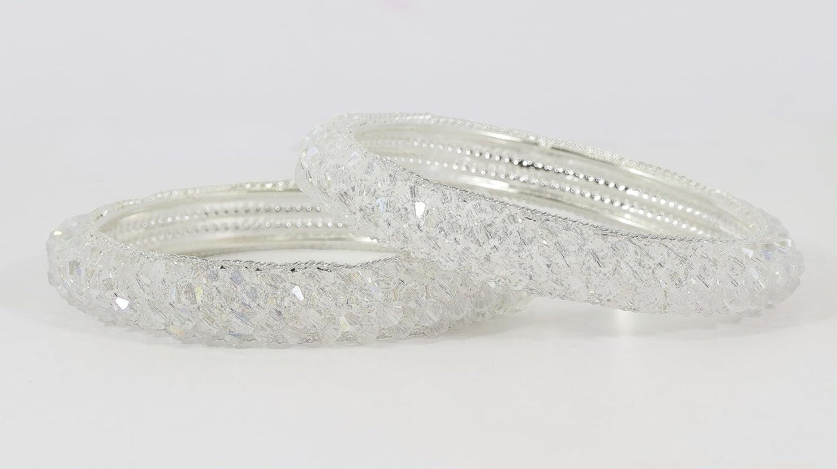 NMII Metal with Pearls Bangles Bracelet Set For Girls & Women I Pack of 2 Bangle