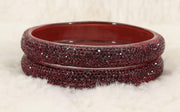 NMII Glass with Zircon Gemstone and Glitter Kada Set For Women and Girls
