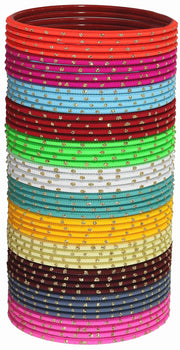 NMII Non-Precious Metal Base Metal with Polka Dots Glossy finished Bangle Set For Women and Girls