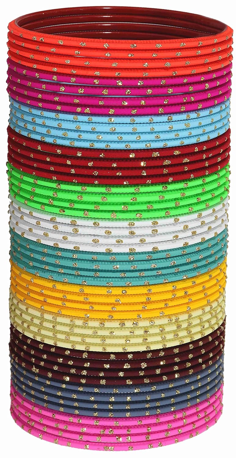 NMII Non-Precious Metal Base Metal with Polka Dots Glossy finished Bangle Set For Women and Girls