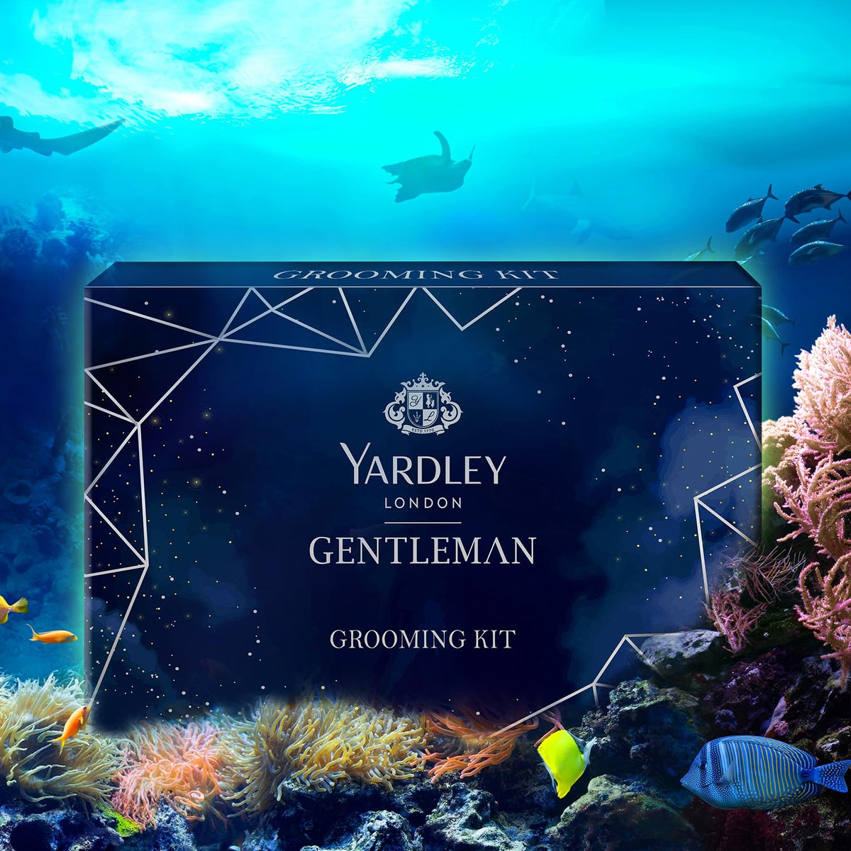 Yardley London Gentleman Luxury Grooming Kit For Men With Classic Activated Charcoal Soap, Elegance Lather Shaving Cream, After Shave Lotion, Shaving Brush, And Classic Body Deodorant Spray