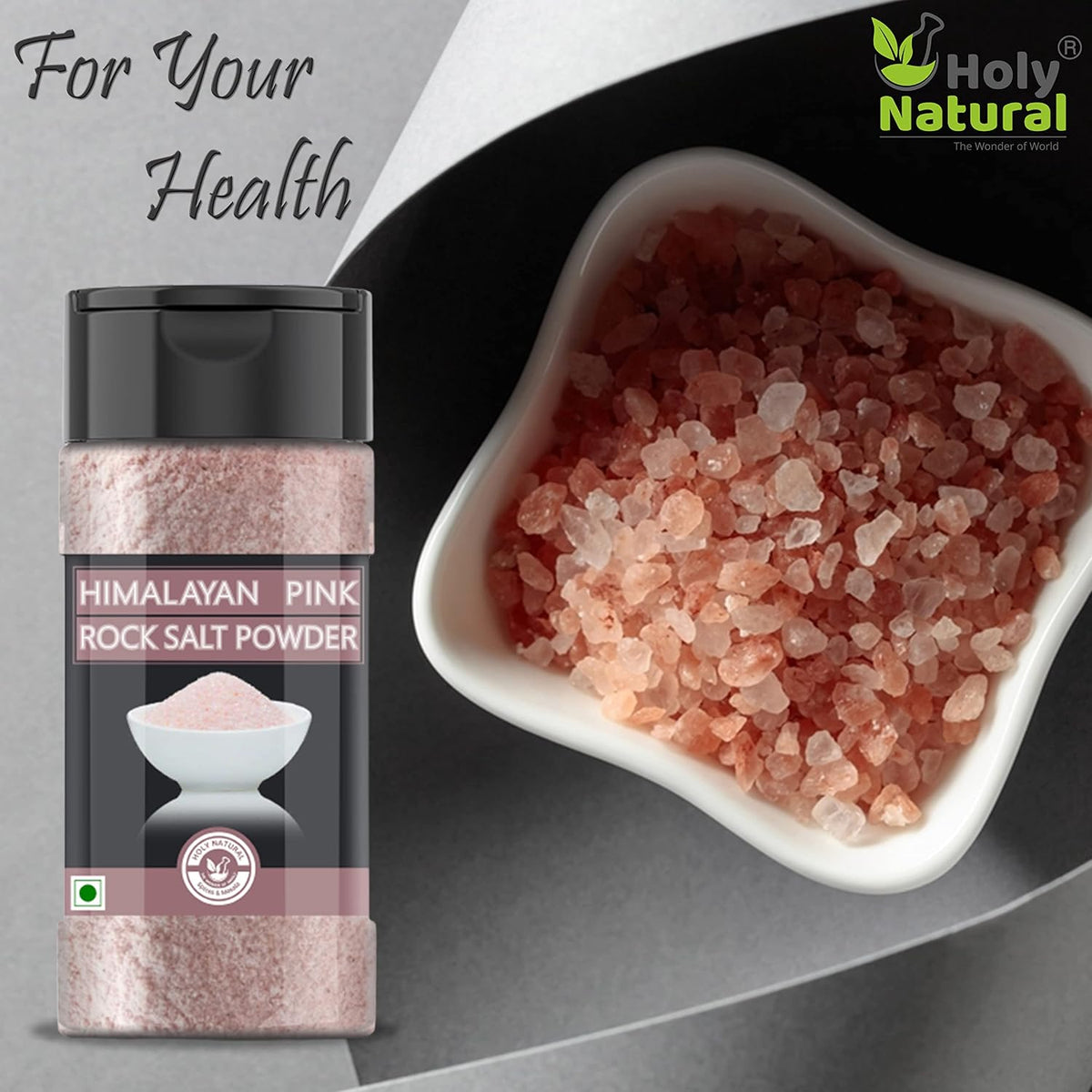 Holy Natural Himalayan Pink Rock Salt Powder (200gm), For healthy cooking, Substitute of white salt, good for weight loss and rich in trace minerals.