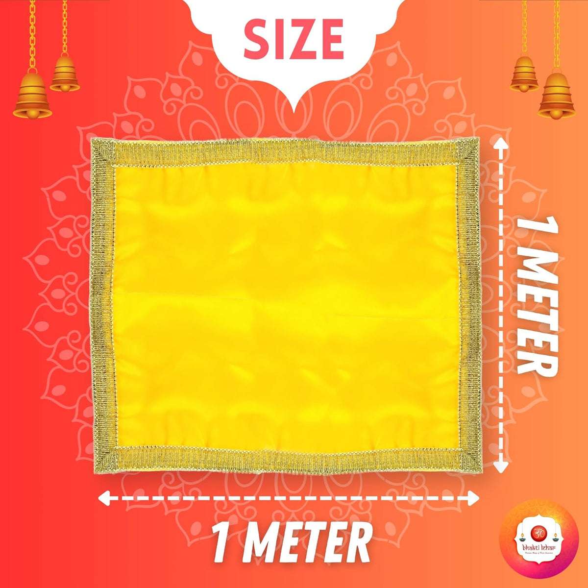Bhakti Lehar Solid (1 M) Satin Puja Cloth |for Puja Table, God Chowki Aasan, Temple, Mandir And Multipurpose Use (Set of 2) (Red Yellow)