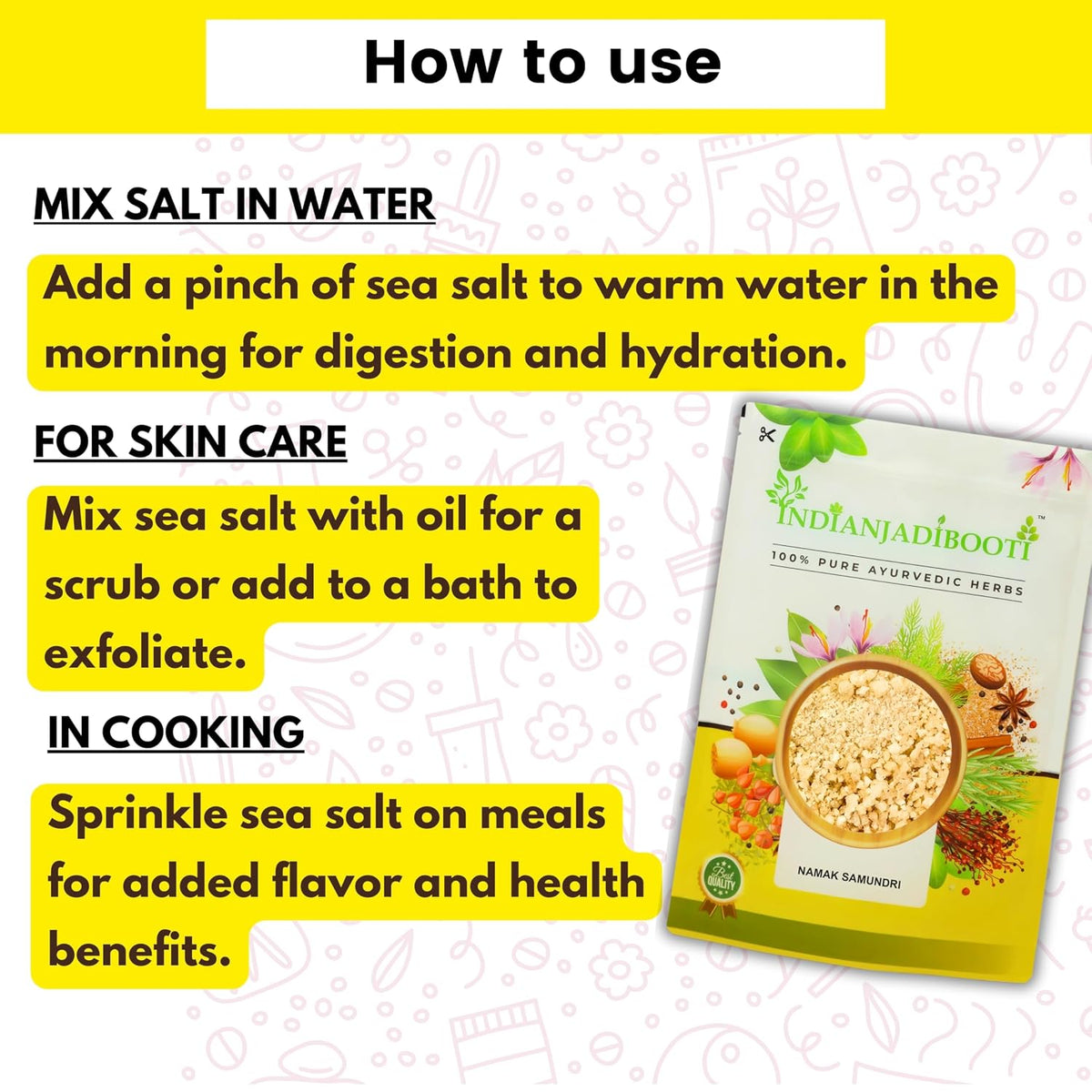 IndianJadiBooti Namak Samundri | Natural Ocean Salt | 900 Grams Pack | (Pack Of 2)
