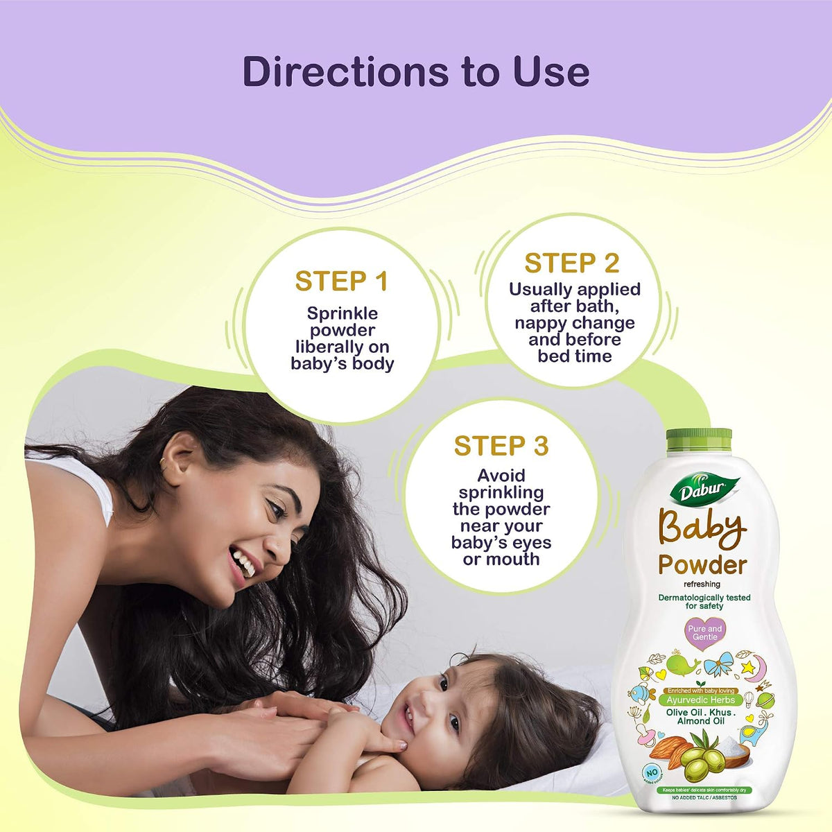 Dabur Baby Powder: Talc and Asbestos Free | With Oat Starch, Arrowroot Powder & Amba Haldi | Hypoallergenic & Dermatologically Tested with No Paraben & Phthalates - Pack of 150 g