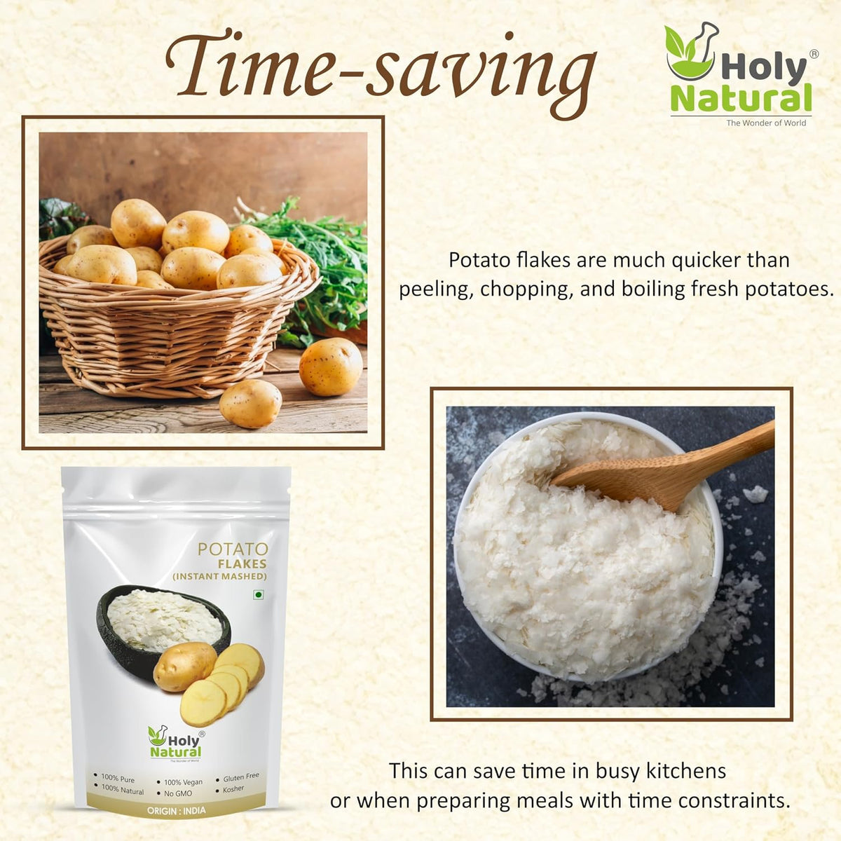 Holy Natural Potato Flakes (Dehydrated) - 100 GM