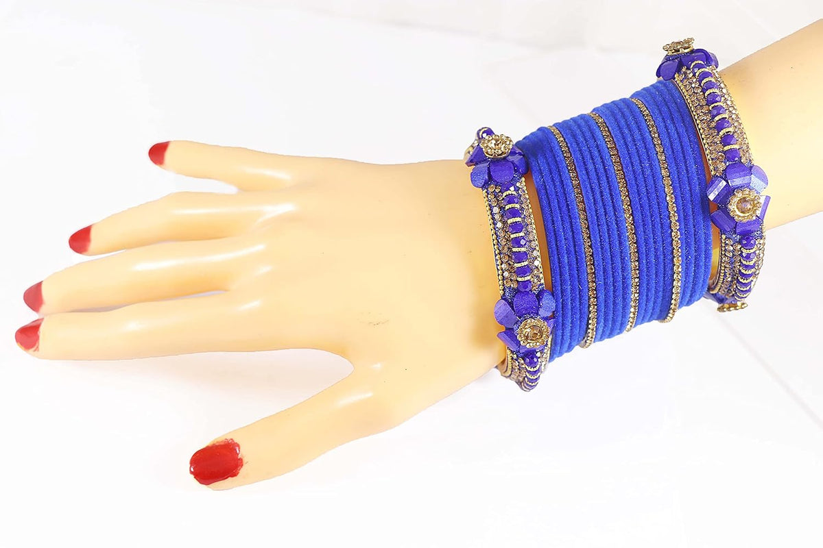 NMII Traditional Plain Metal Bangles with Golden Zircon Stone For Women & Girls | Chuda Set For Bridal Women Wedding, Party, Occasion | Golden Chuda | Metal Bangles For Women- Set of 30