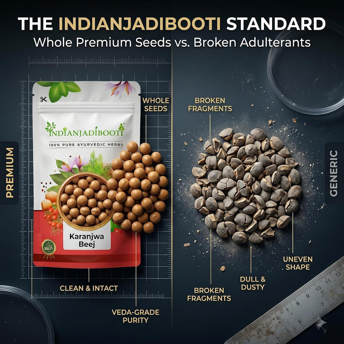 IndianJadiBooti Pure Karanjwa Beej (Latakaranja) | Raw Ayurvedic Bitter Tonic for Women's Cycle Balance, Seasonal Wellness & Gut Detox | 3 Packs of 900 Grams