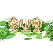 Aalayam Selveer Shankh Chakra Namah Stand | Shankh Chakra Nama Stand | Thiruman Sangu Chakram Stand 5cm Height Brass Gold Colour 1 Piece