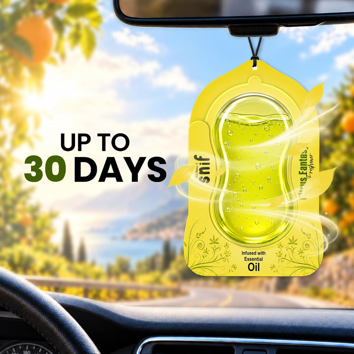 The Old Natural Car Air Freshener Hanging – Snif Gel Car Perfume, Essential Oil Based Long Lasting Car Fragrance (30–45 Days), Odor Eliminator Auto Air Freshener for Car – Citrus Fantasy