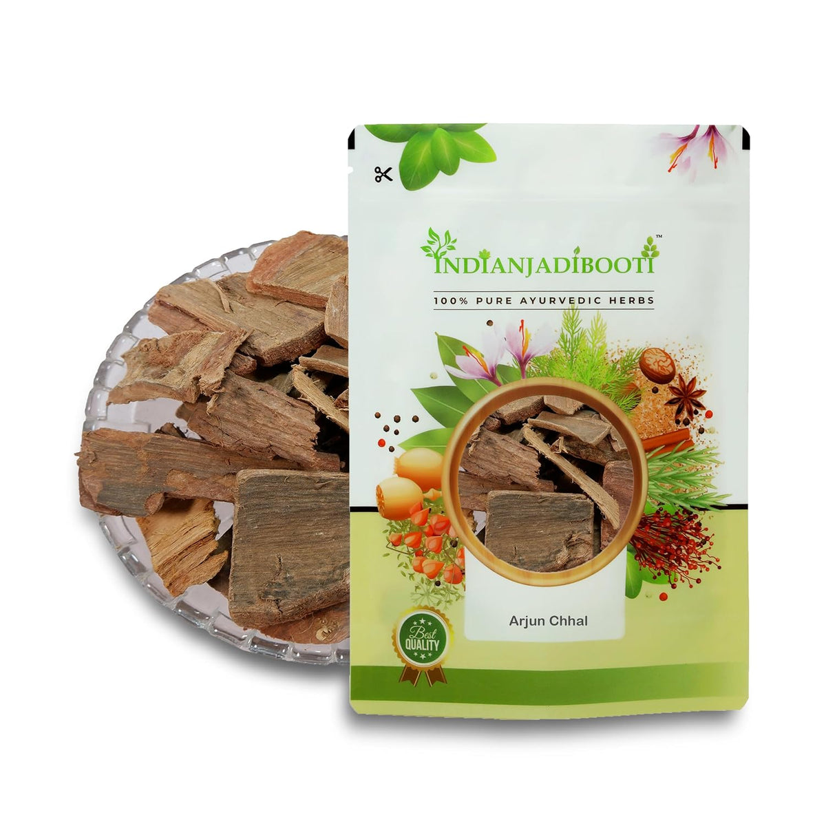 IndianJadiBooti Arjun Ki Chaal (Arjuna Bark) - 250g | Terminalia Arjuna for Heart Wellness & Healthy BP Support | Marudha Pattai/Tella Maddi | Natural Cardio Tonic & Herbal Tea Cut