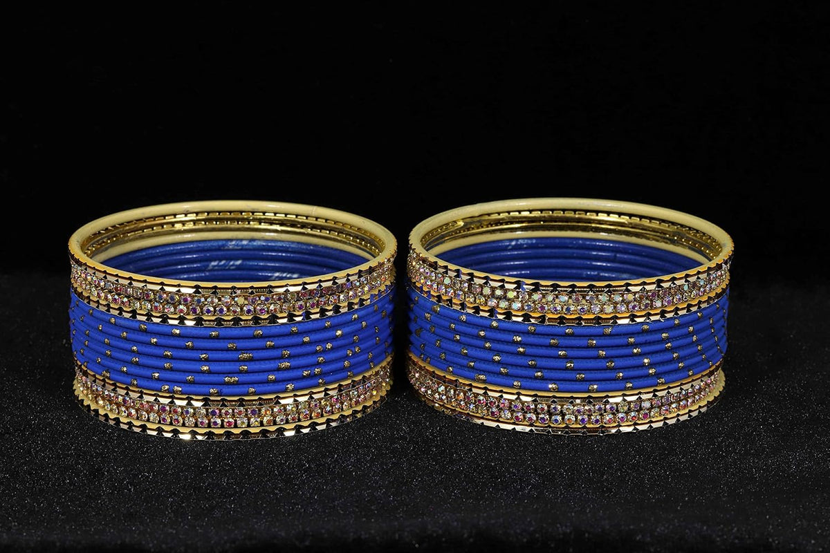 NMII Non-Precious Metal with Base Metal and Studded with Rainbow Zircon Gemstone Glossy Finished Traditional Bangle set for Women and Girls