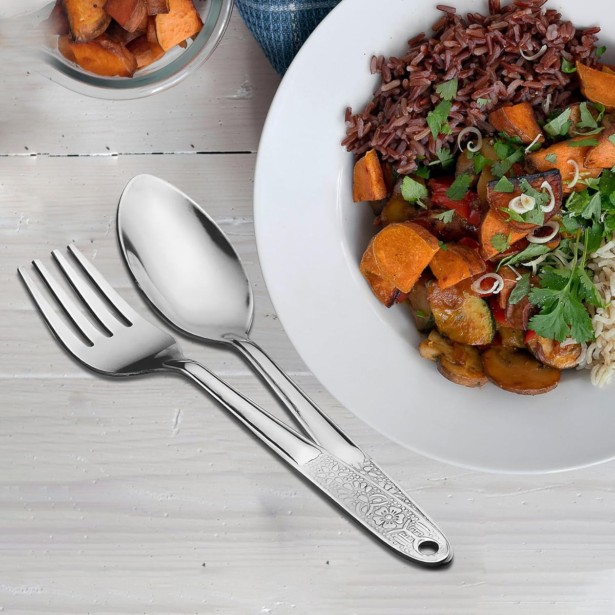 Parage 25 Pieces Pretty Premium Stainless Steel Cutlery Set for Home & Kitchen (Contains: 6 Dinner Spoons, 6 Tea Spoons, 6 Forks, 6 Soup Spoons) - Spoon Set for Dining Tableware Stylish, Silver