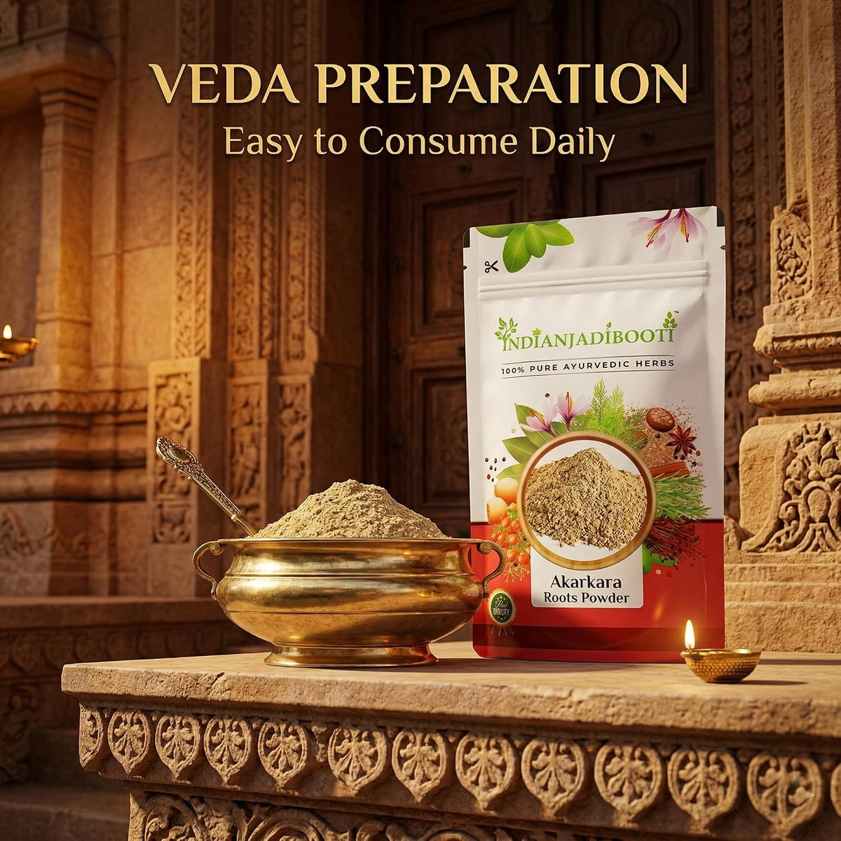 IndianJadiBooti Pure Akarkara Powder (Pellitory Root) | Traditional Botanical for Oral Harmony, Vocal Clarity & Nervine Vitality - 100g