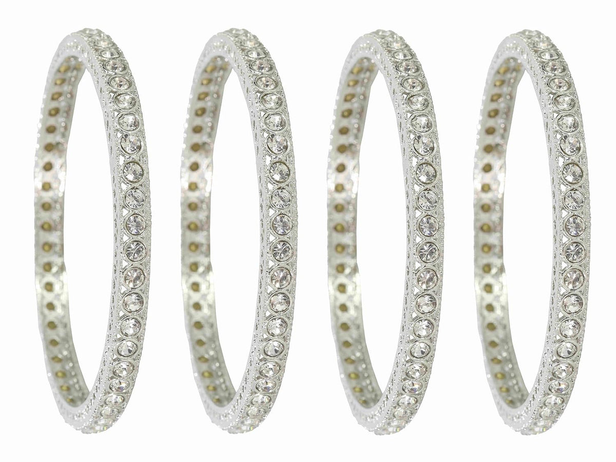 NMII Traditional Golden Metal Bangles Kada Set For Women & Girls with Zircon Stone | Diamond Bangles | Premium Bangles For Wedding, Party, Shadi, Function | Women's Fashion Jewellery- Set of 4