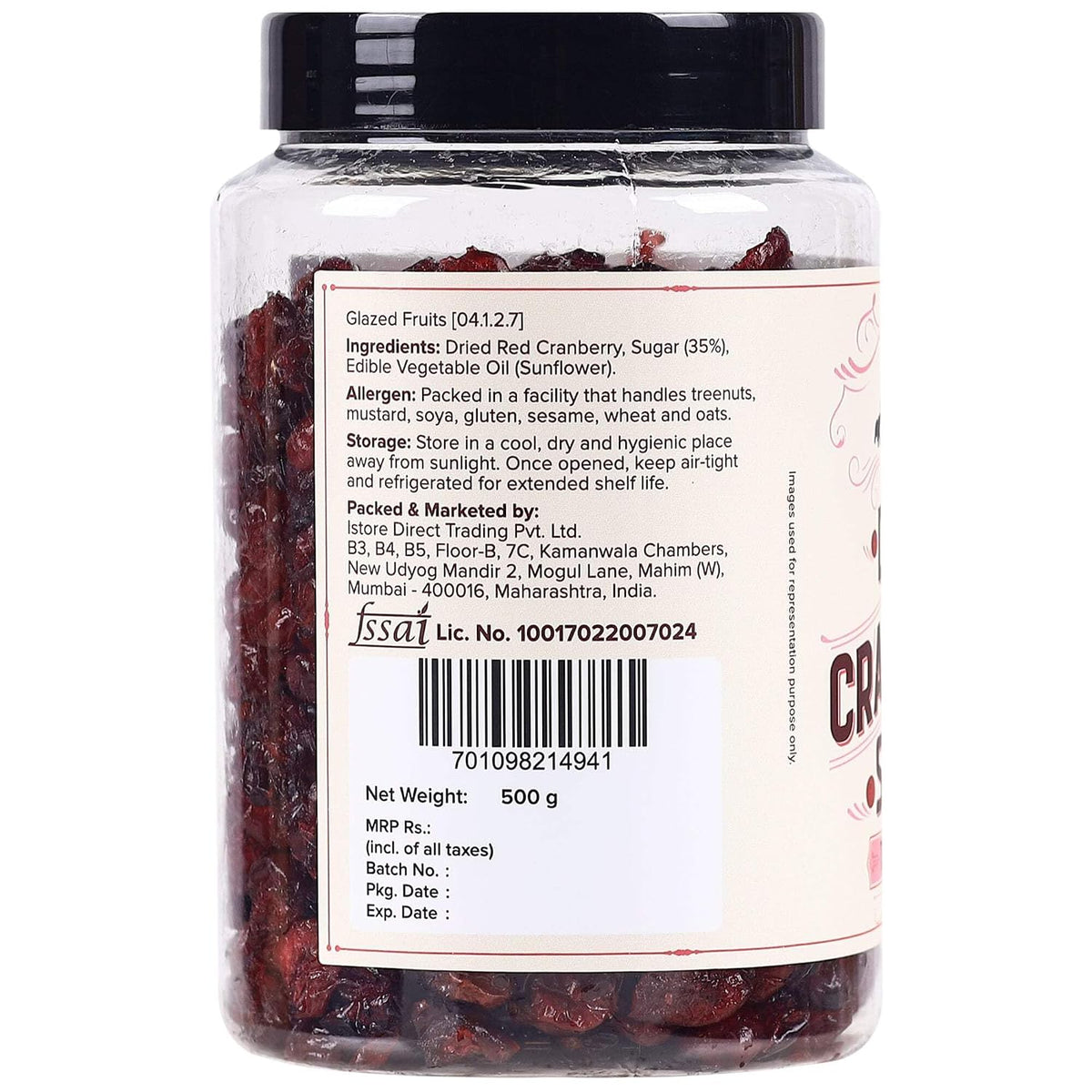 Urban Platter Dried Red Cranberry, 500 g