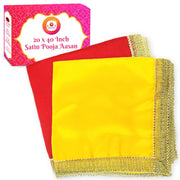 Bhakti Lehar Satin Aasan Cloth, Red + Yellow, 20 x 40 Inch