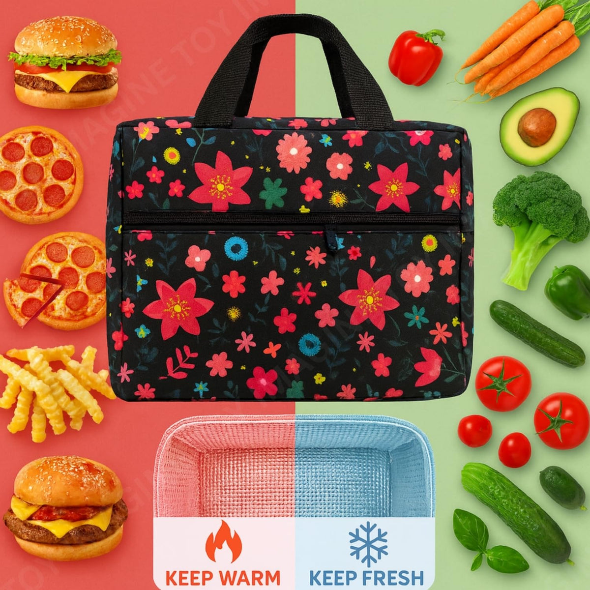 Toy Imagine Insulated Lunch Bag for Kids, Women & Office