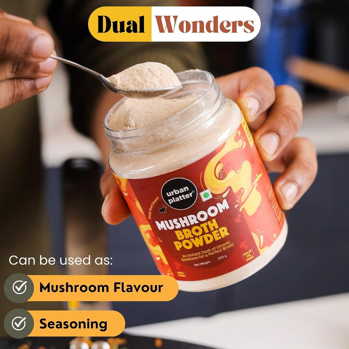 Urban Platter Mushroom Bouillon & Broth Powder, 200g (Plant-Based | Instant Soup Base | MSG-Free | Umami-Rich)