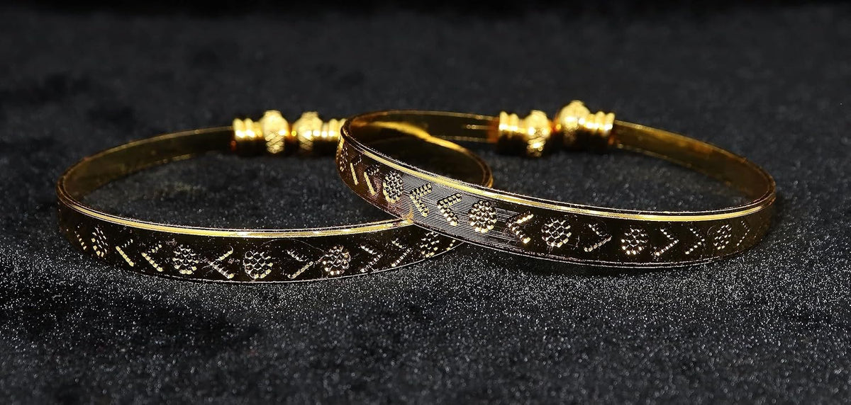 NMII Brass with Gold Plating Bangle Bracelet Set (Pack of 2)