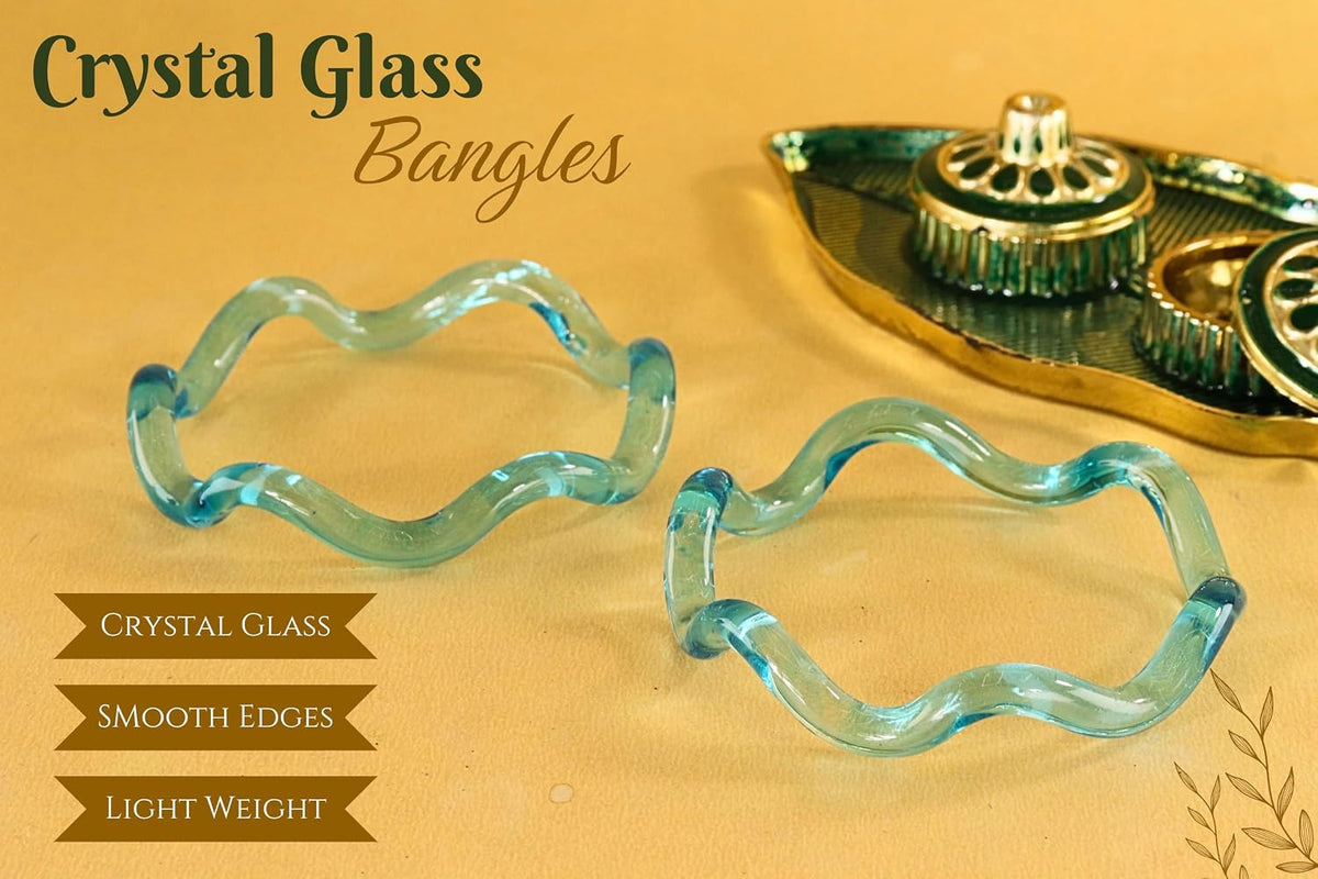 NMII Stylish Glass Kada Set With Simple Cutting Pattern Glossy Finished For Women & Girls | Kada For Gift, Wedding & Everyone