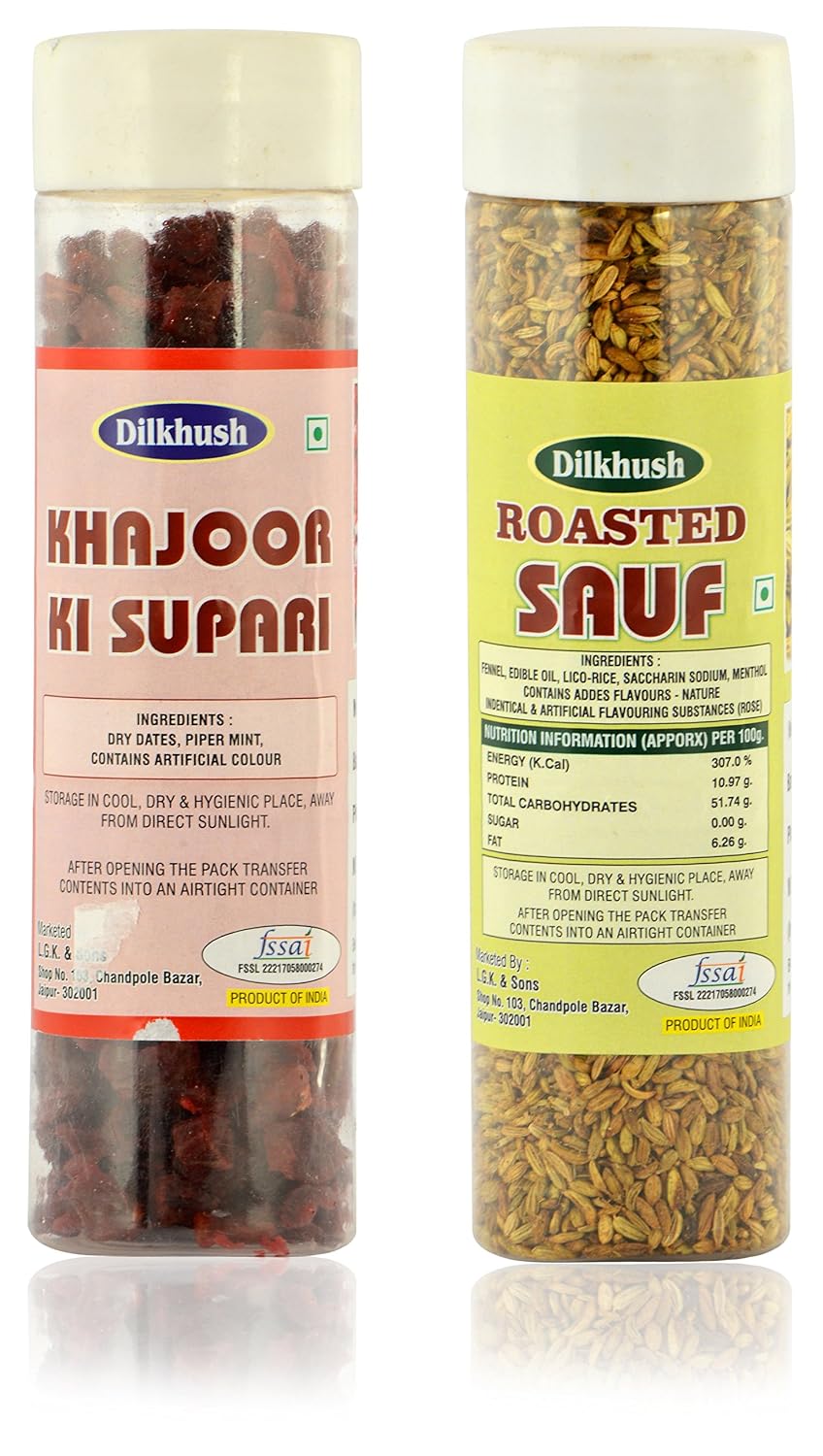 Dilkhush Khajoor Ki Supari and Roasted Sauf, 250 g (Combo of 2)