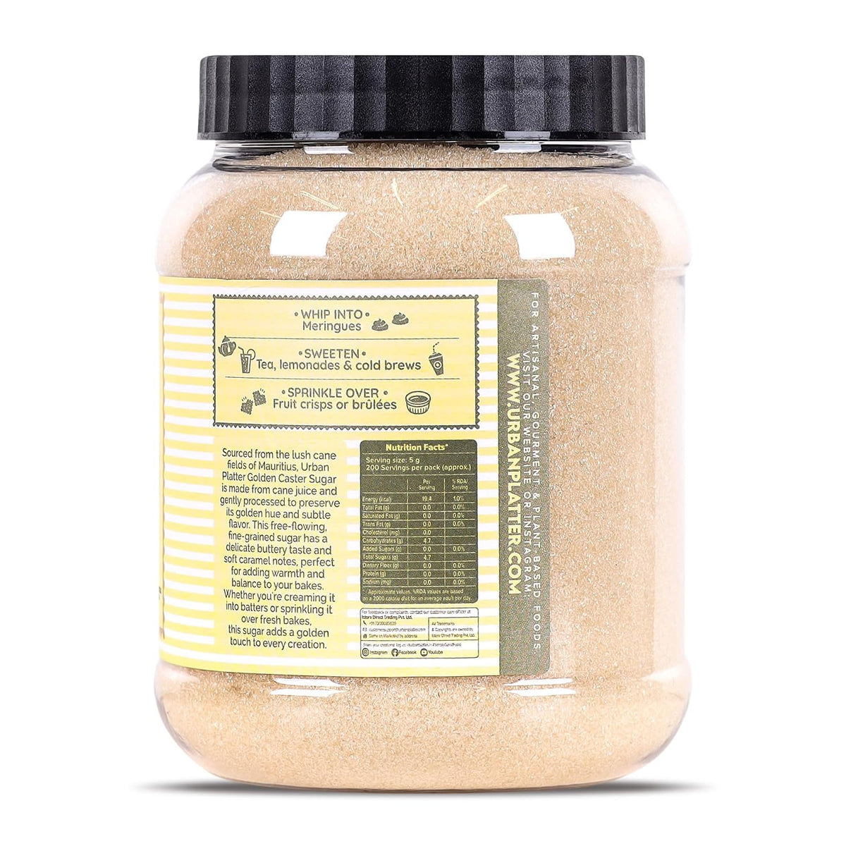 Urban Platter Mauritian Golden Caster Sugar, 1kg (Fine & Fluffy | Perfect for Cakes, Sponges & Whipped Desserts)