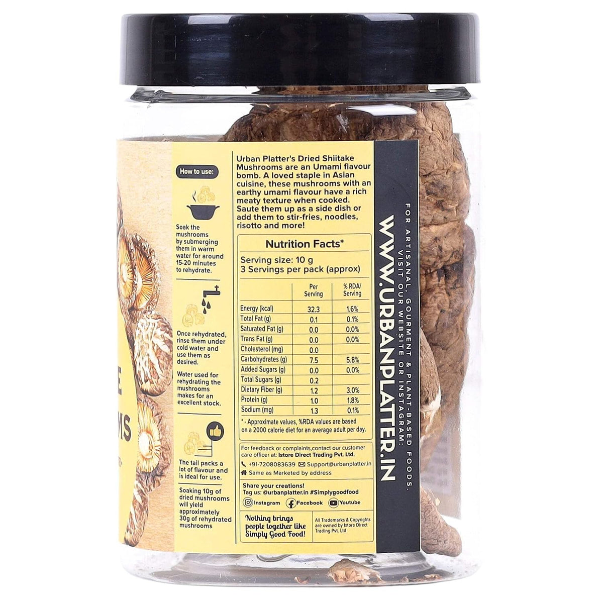Urban Platter Dried Shiitake Mushrooms, 30 g (Umami | Asian Cuisine)
