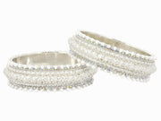 NMII Alloy Metal Bangles Kada Set For Girls and Women Studded Pearls and Zircon Stone | Metal Bangles | Pearls Bangle | Women's Bangles | (Pack of 2)