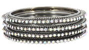 NMII Non-Precious Metal Base Metal with Zircon Gemstone Studded worked Glossy Finished Bangle/Kada Set For Women and Girls