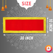 Bhakti Lehar Red Velvet Pooja Cloth | Aasan for God Idol Sitting, Mandir Shelf, Puja Chowki Table and Home Temple Decoration - Pack of 1 (10 x 30 Inch)